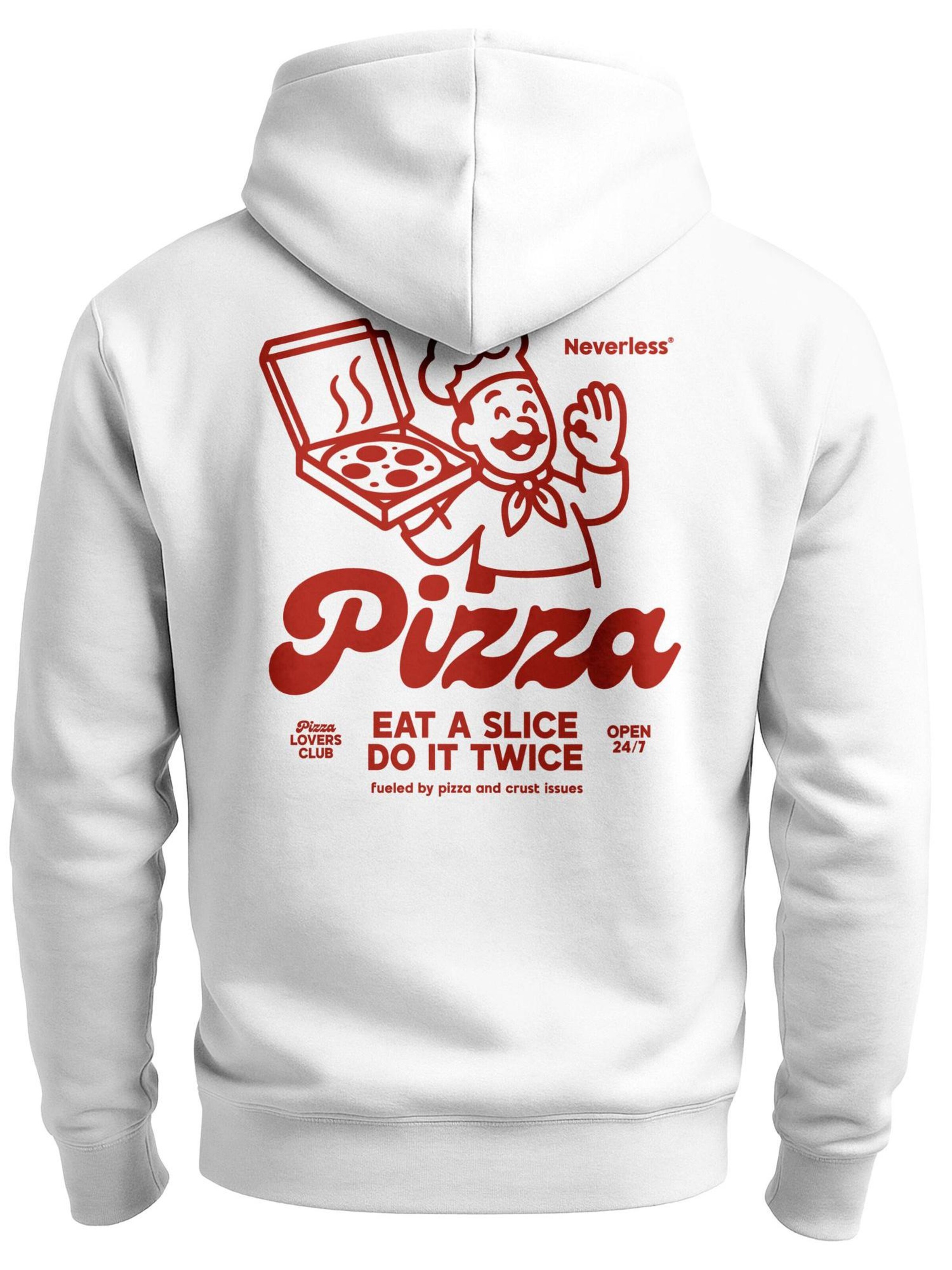 Neverless Zip-Up Hoodie 'Pizza Lovers Club' in White