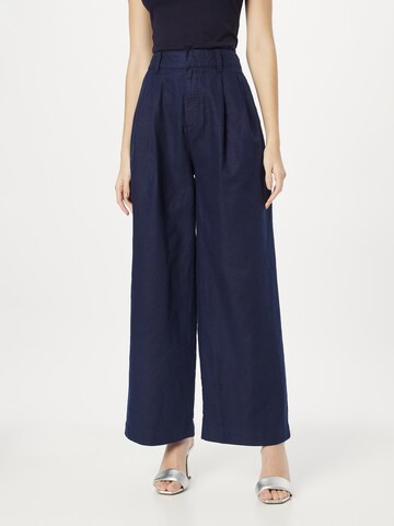 GAP Wide leg Pleat-Front Pants in Blue: front