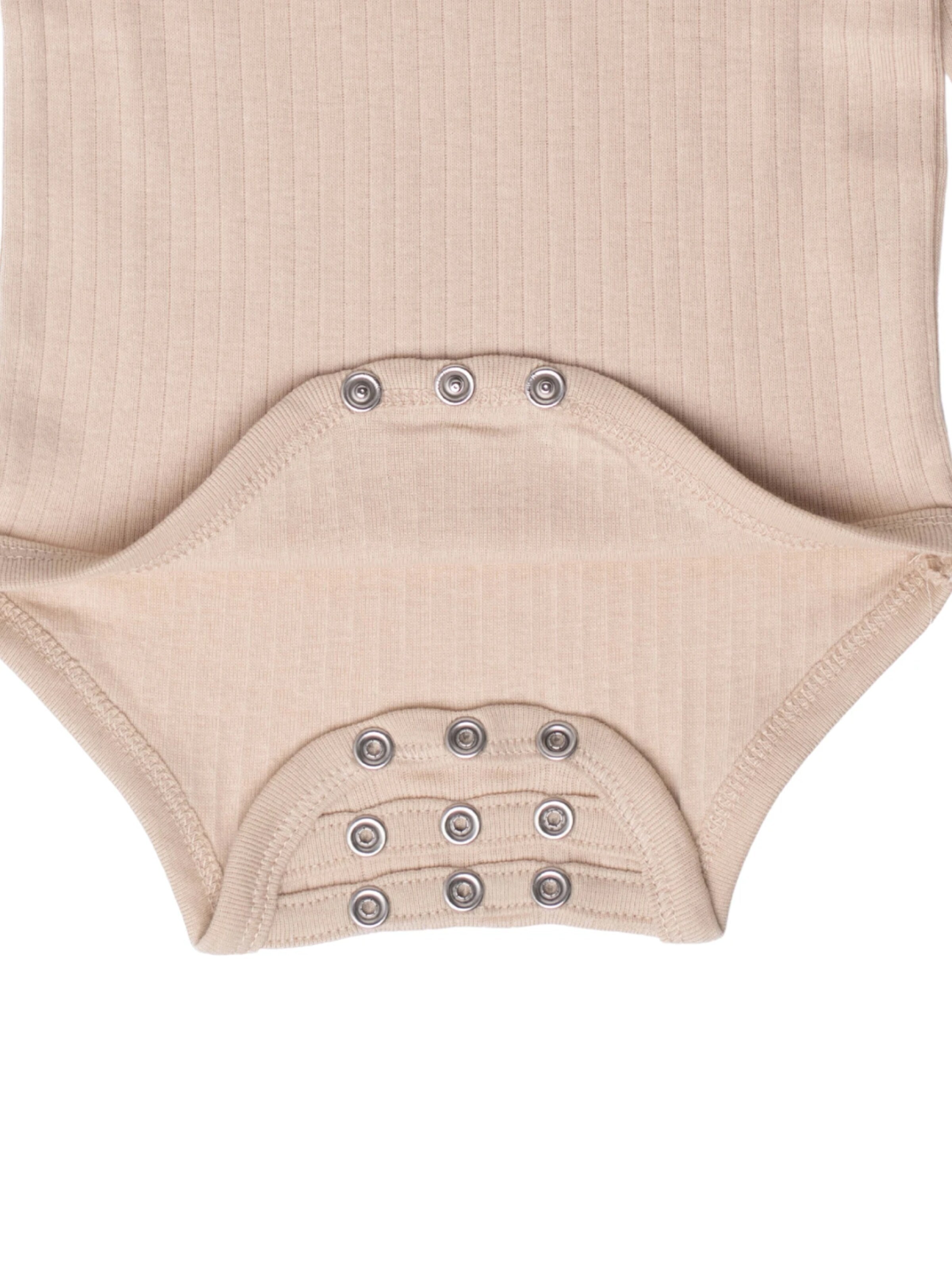 BergBiber Romper/bodysuit 'Langarm Body AVA (mitwachsend)' in Beige
