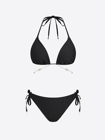 Cupshe Triangel Bikini 'Triangle'‌‌‌‌‌‌‌ in Schwarz: Vorderseite
