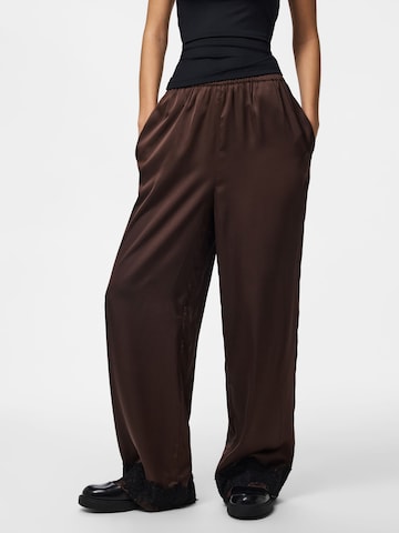 PIECES Wide leg Broek 'PCAriel' in Bruin: voorkant