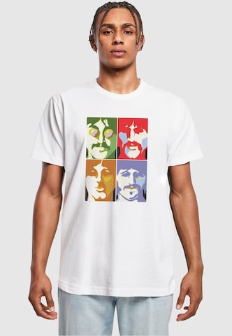 Merchcode Shirt 'Beatles -  Color Heads' in Wit: voorkant