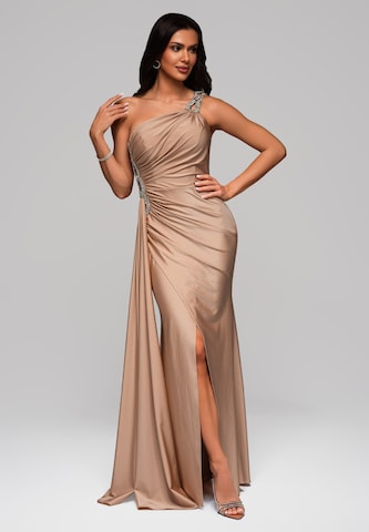 Ombre Evening Dress in Beige: front