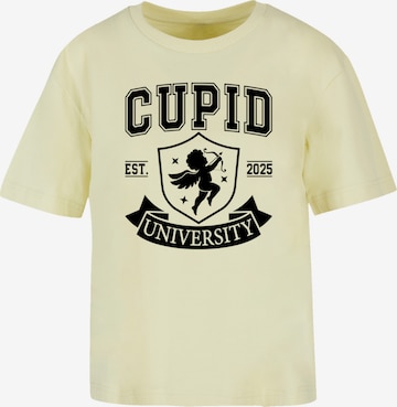 F4NT4STIC T-Shirt 'Cupid University Valentinstag' in Gelb: Vorderseite