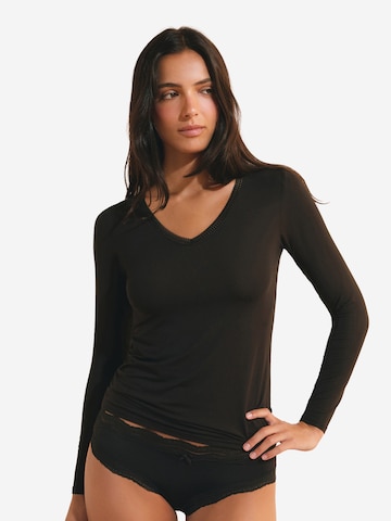 ETAM Slaapshirt 'Warme Up Lace' in Zwart: voorkant