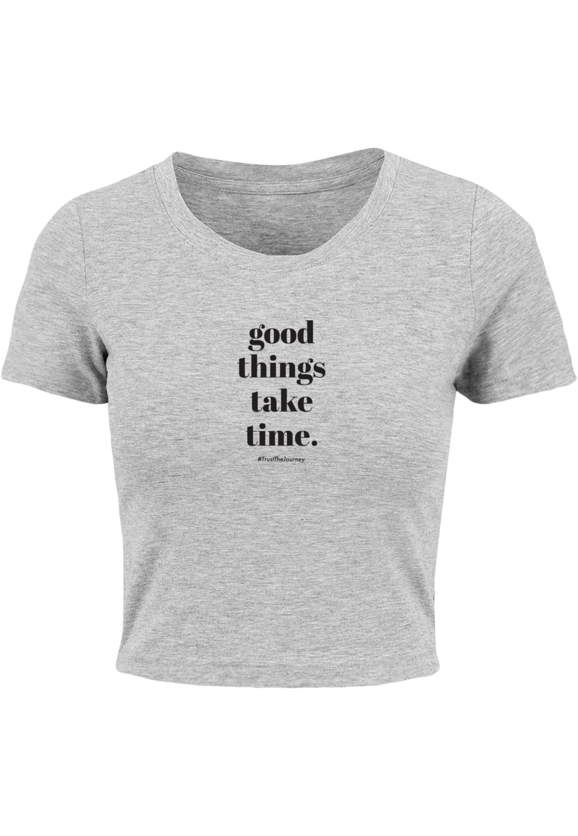 Merchcode Μπλουζάκι 'Good Things Take Time' σε γκρι: μπροστά