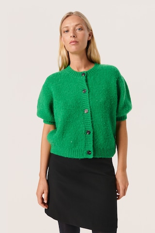 SOAKED IN LUXURY Knit cardigan 'Paradis' in Green: front