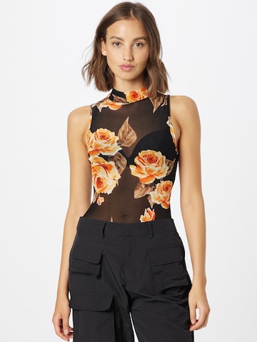 Urban Classics Shirt Bodysuit in Black: front