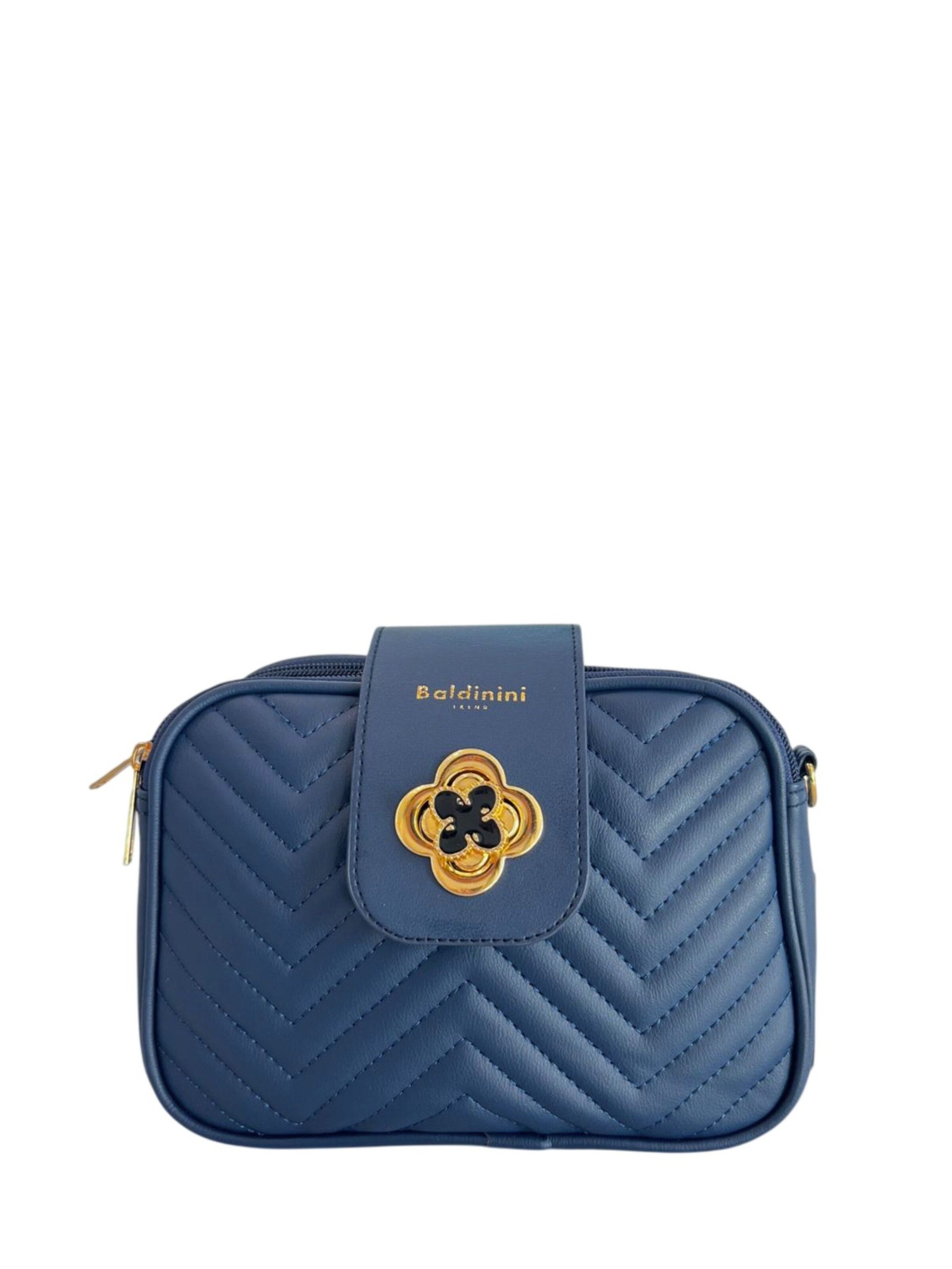 Borsa a spalla 'Borsa a Mano Donna Ecopelle Vegan - Chiusura Zip e Tracolla' di Baldinini Trend in blu: frontale
