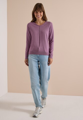 CECIL Basic Pullover mit V-Neck in Unifarbe in Lila