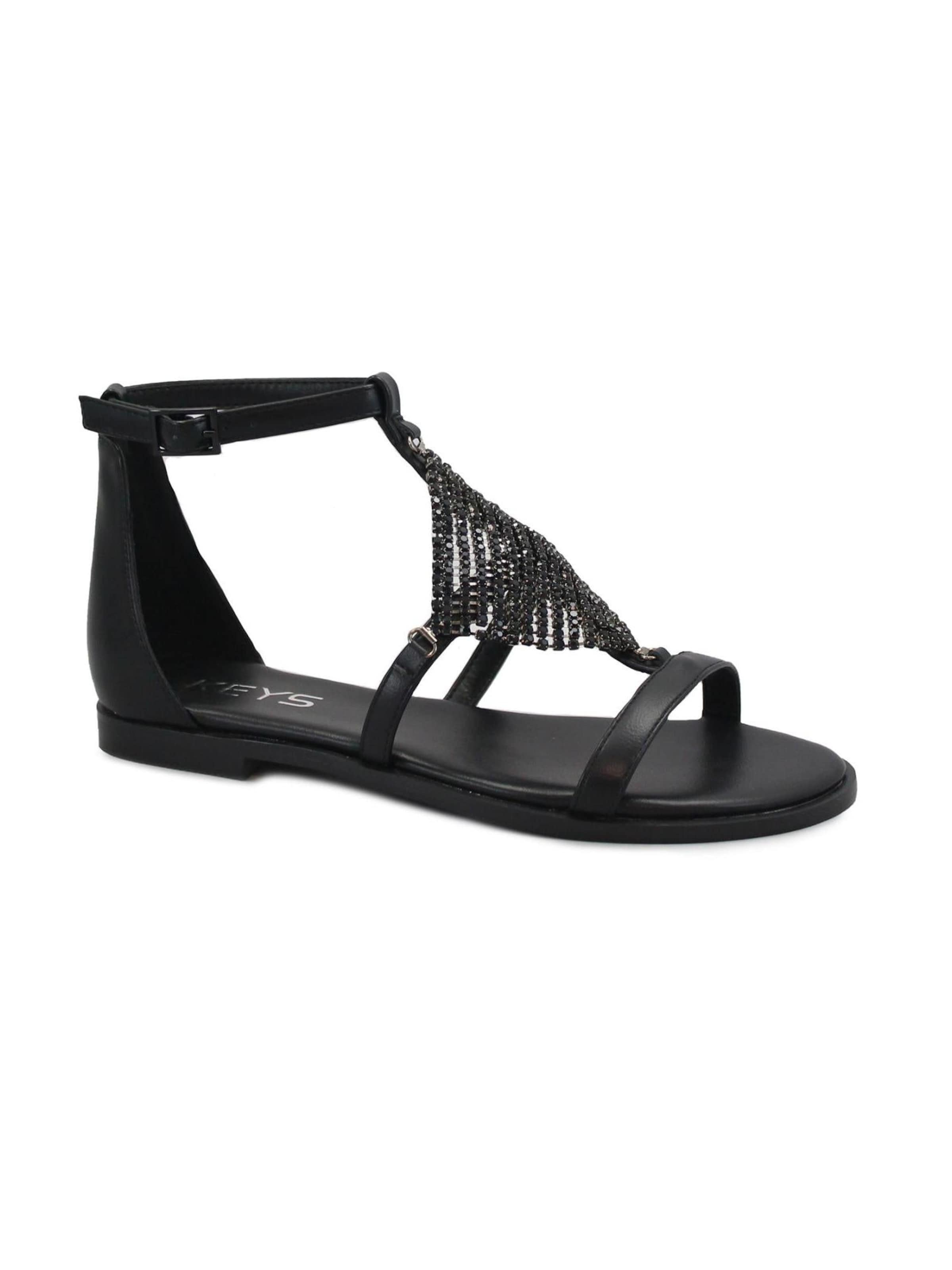 Keys Sandals in Black: front