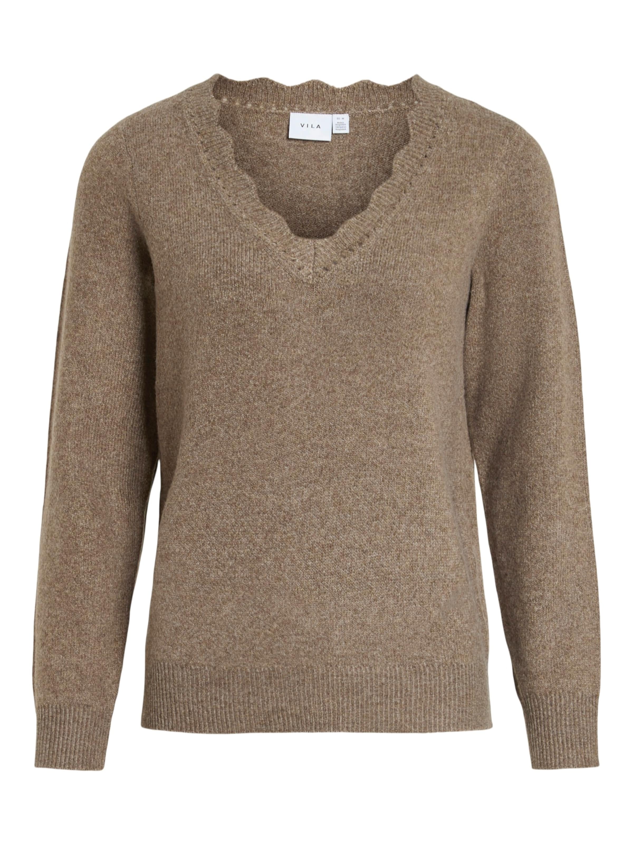 VILA Sweater 'VINIKOLINA' in Brown: front