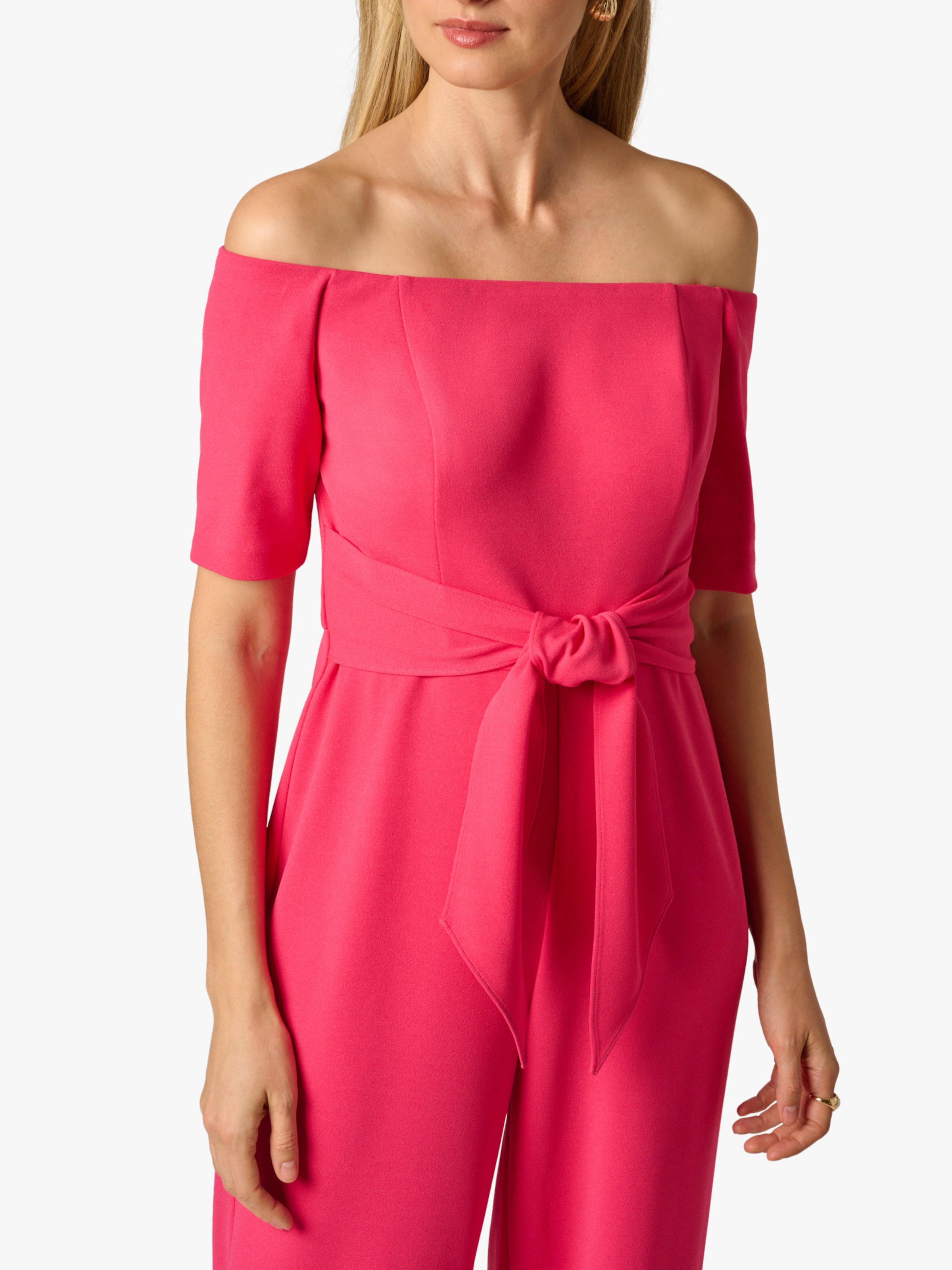 Adrianna Papell Jumpsuit 'Knit Crepe Tie Jumpsuit' in Pink