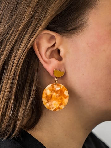 Fräulein Wunder - Brincos 'Acetat Amal' em laranja: frente