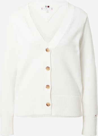 TOMMY HILFIGER Knit Cardigan in White: front