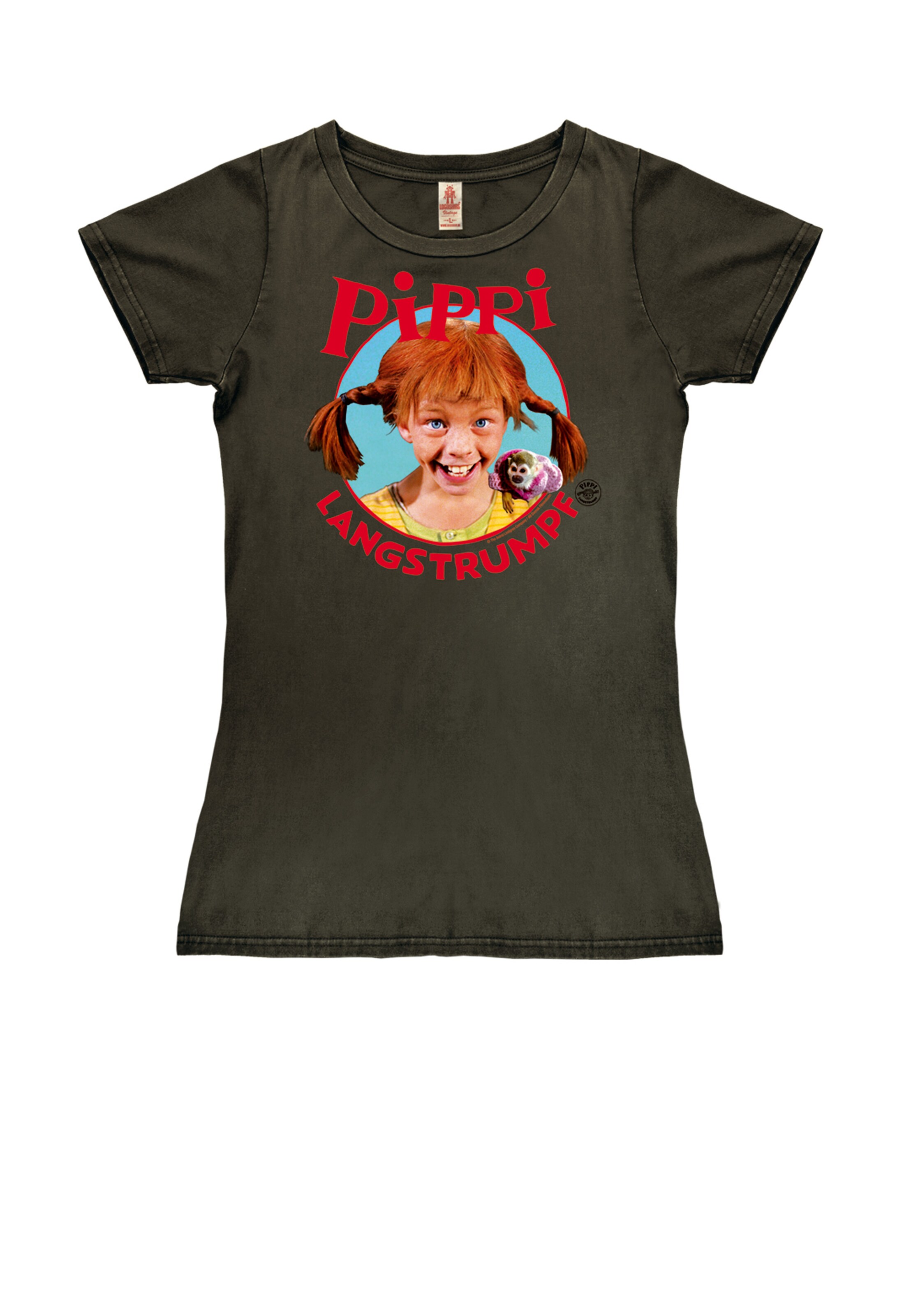 LOGOSHIRT Shirt 'Langstrumpf' in Zwart: voorkant