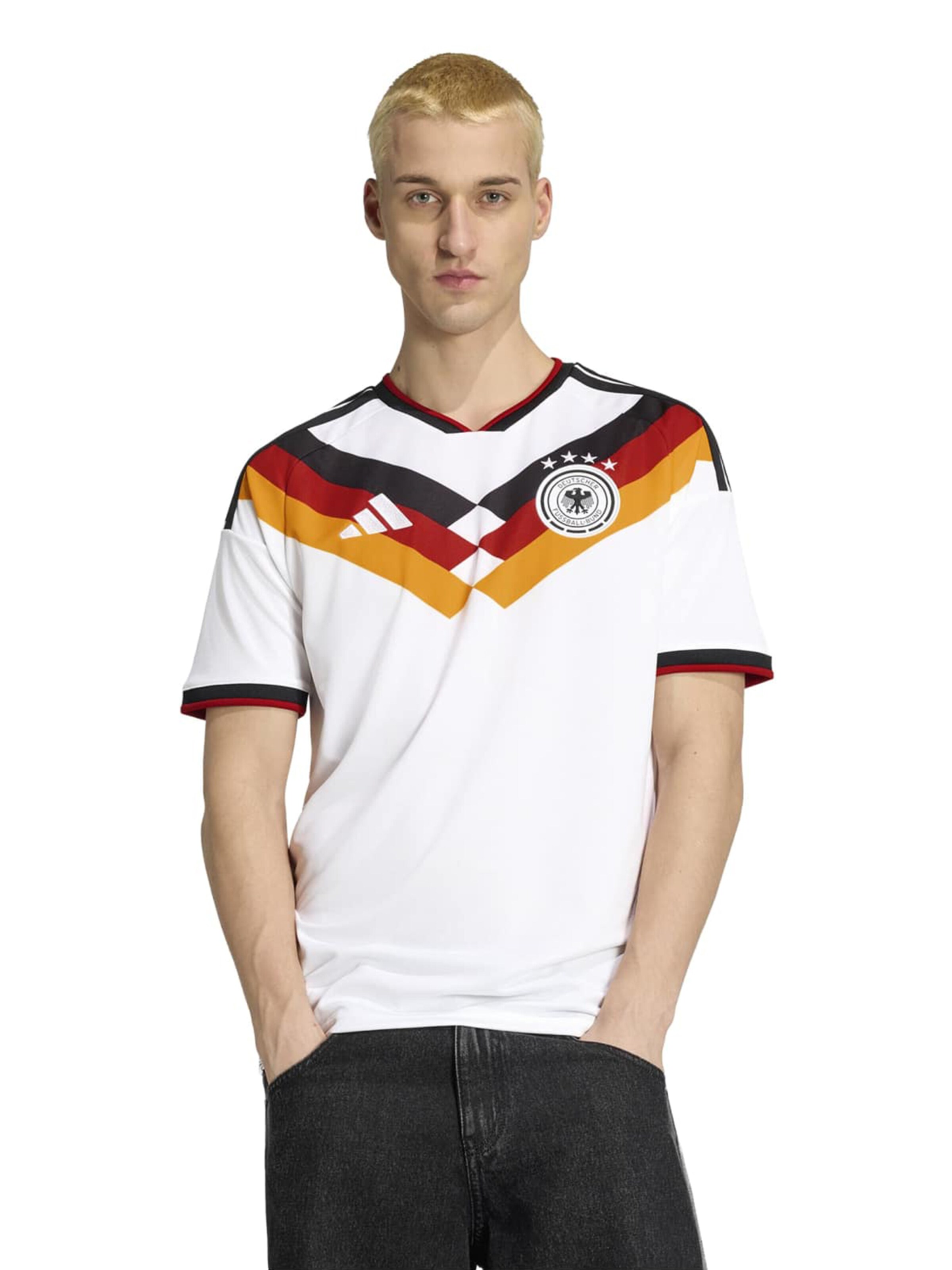 balts ADIDAS PERFORMANCE Sportiska stila krekls 'Germany 26 Home': no priekšpuses