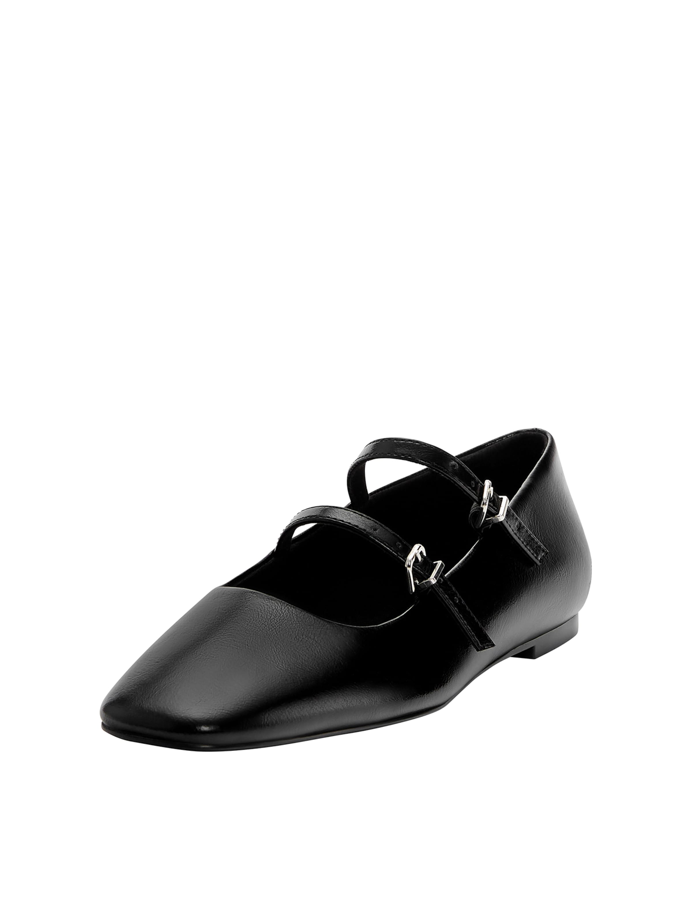 Pull&Bear Ballerines à lanières en noir, Vue avec produit