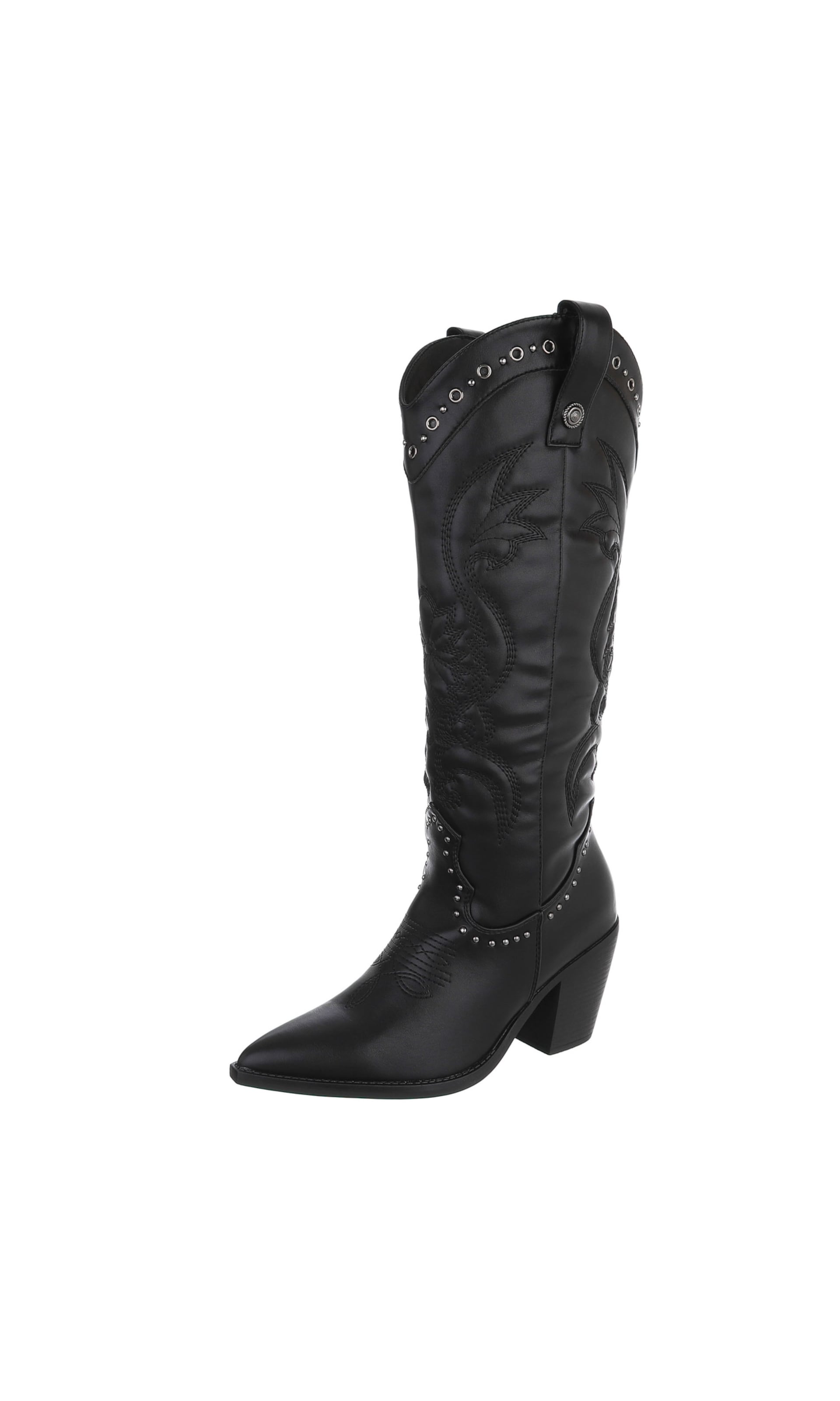 Ital-Design Cowboystiefel in Schwarz: Vorderseite