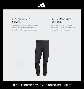 Skinny Pantalon de sport 'Techfit Compression' ADIDAS PERFORMANCE en noir