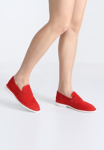 Ekonika Loafers hergestellt aus Spaltleder in Rot: predná strana