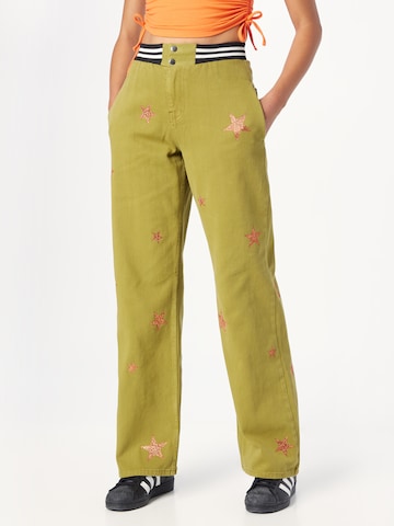 Nasty Gal Wide leg Pants in Green: front