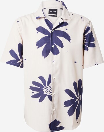 Only & Sons Button Up Shirt 'FLOWER' in White: front