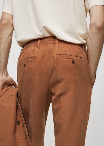 MANGO MAN Regular Pleated Pants 'Delave' in Orange