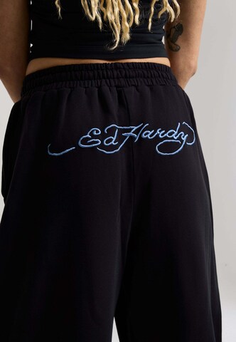 Ed Hardy Wide Leg Hose 'Flying Eagle' in Schwarz