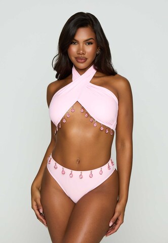 Moda Minx High neck Bikini top in Pink: front