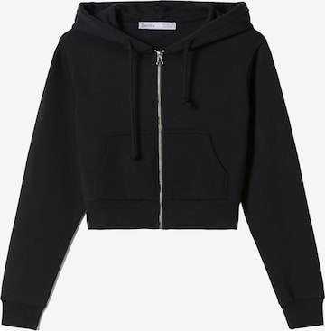 Bershka Zip-Up Hoodie in Grey: front