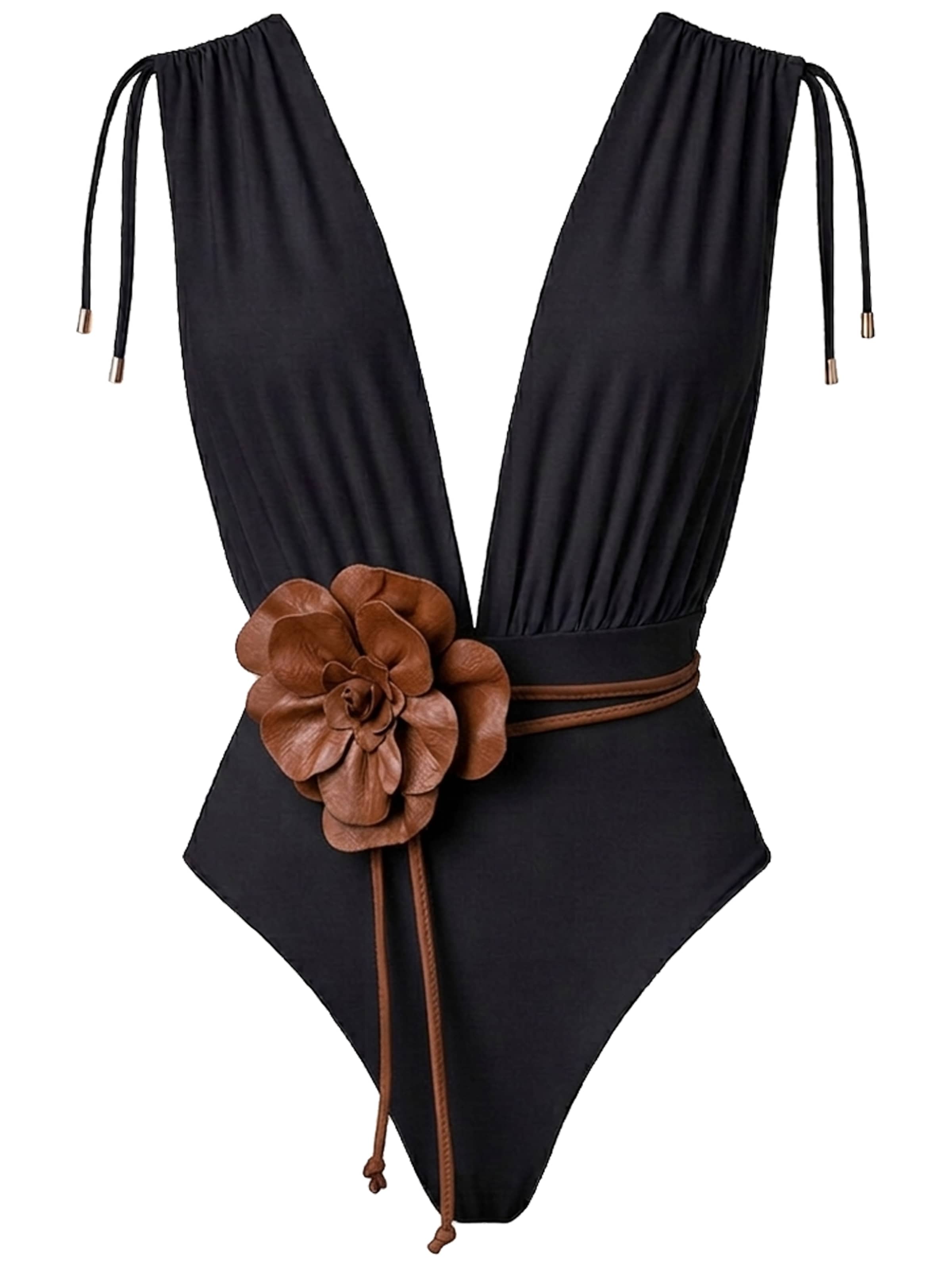 SEA ME SWIM High neck Swimsuit in Black: front