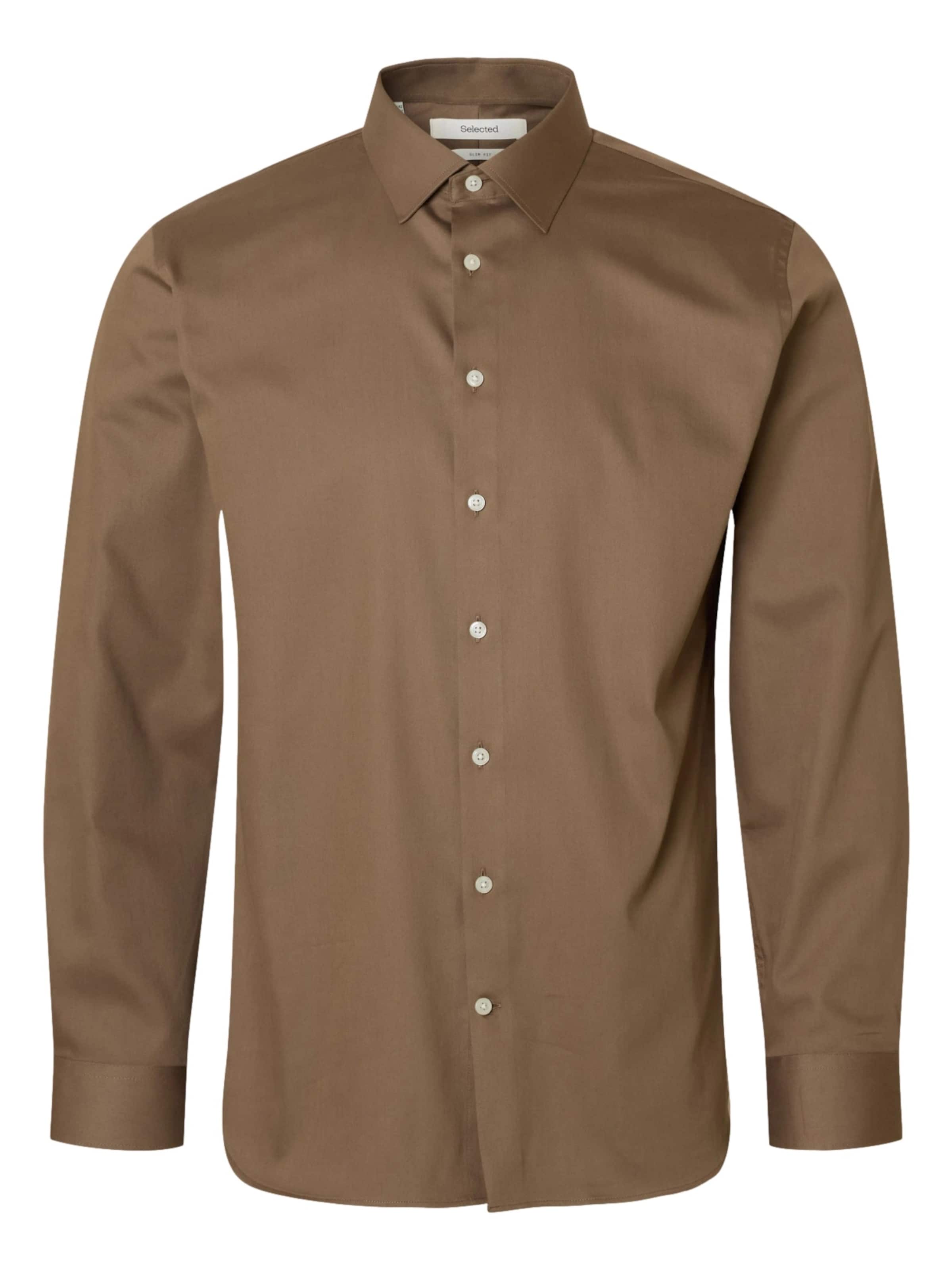SELECTED Hemd in Braun: Vorderseite