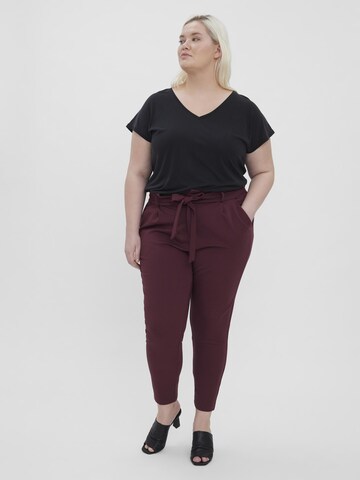 Vero Moda Curve Tapered Bukser med lægfolder 'Eva' i rød