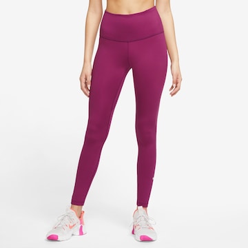 NIKE Skinny Workout Pants 'One' in Purple: front