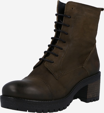 Apple of Eden Lace-Up Ankle Boots 'Amy' in Brown: front