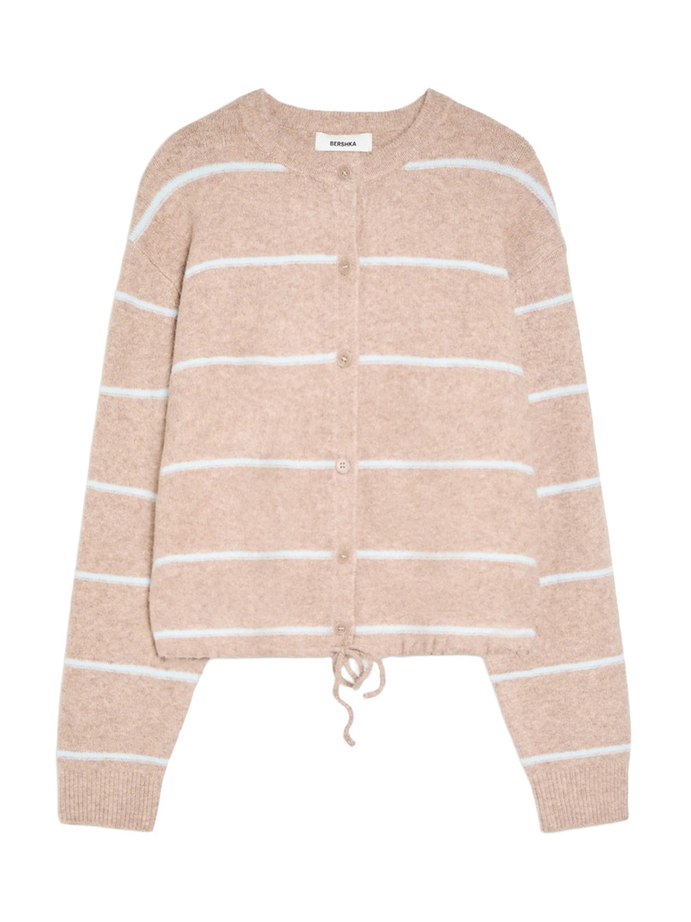 Bershka Knit cardigan in Beige: front