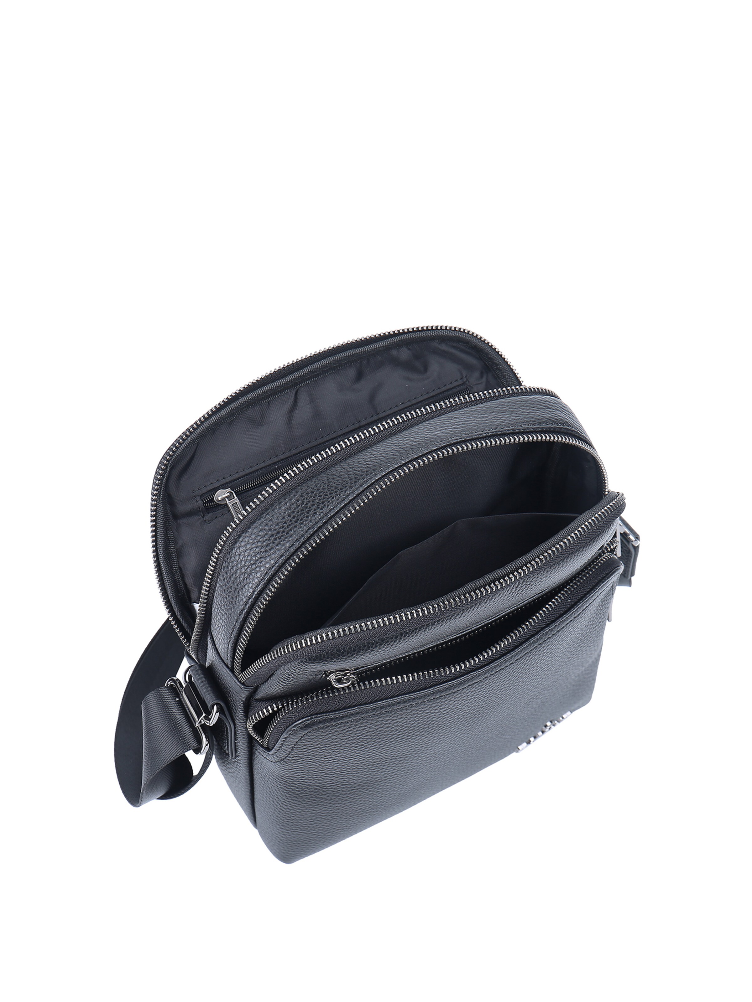 Borsa a tracolla 'Borsa a Tracolla Uomo Vera Pelle - Chiusura Zip B Cavalli' di B. Cavalli in nero