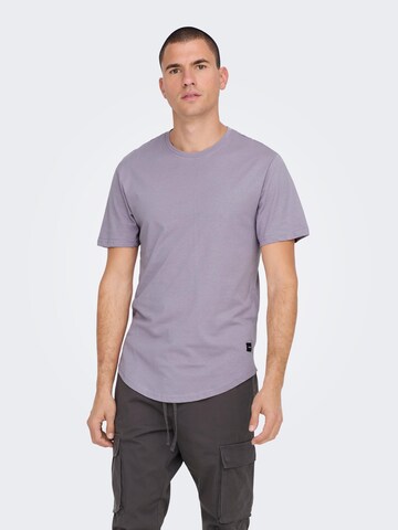 Coupe regular T-Shirt 'Matt' Only & Sons en violet : devant