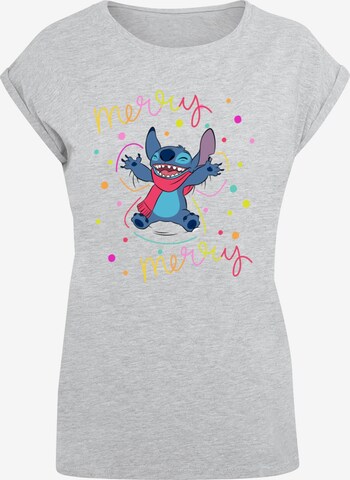 Maglietta 'Lilo And Stitch - Merry Rainbow' di ABSOLUTE CULT in grigio: frontale