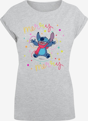 ABSOLUTE CULT Shirt 'Lilo And Stitch - Merry Rainbow' in Grijs: voorkant