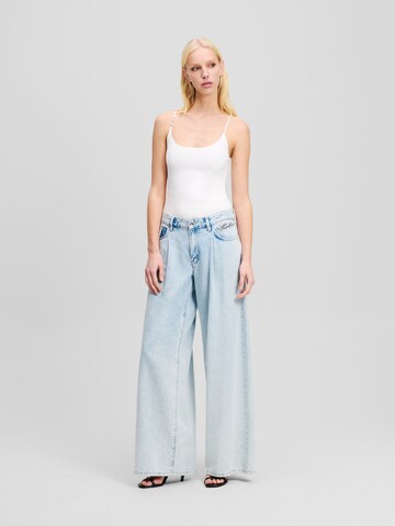 Wide leg Jeans con pieghe di Karl Lagerfeld in blu: frontale