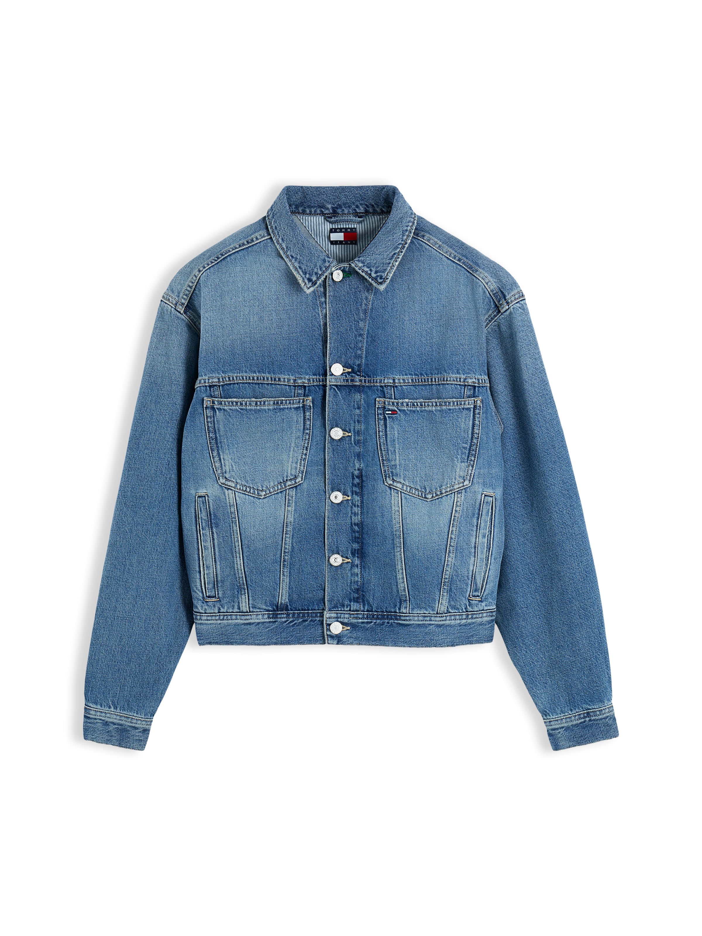Tommy Jeans Демисезонная куртка в Синий: спереди