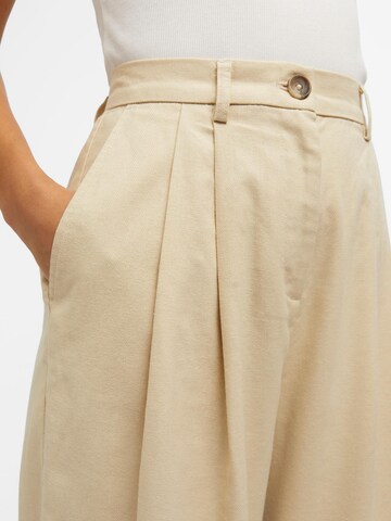 OBJECT Wide leg Pleat-front trousers 'Fippi' in Beige