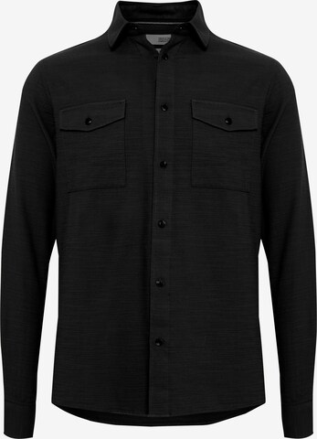 !Solid Regular fit Button Up Shirt in Black: front