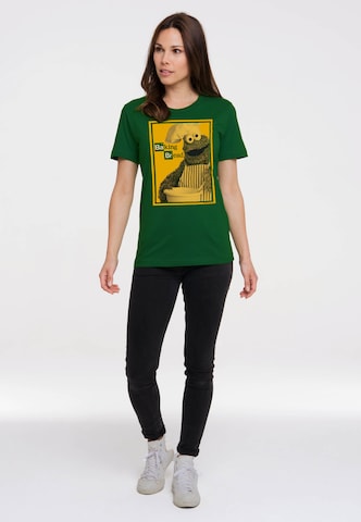 LOGOSHIRT Shirt 'Sesamstrasse - Krümelmonster | Baking Bread' in Green