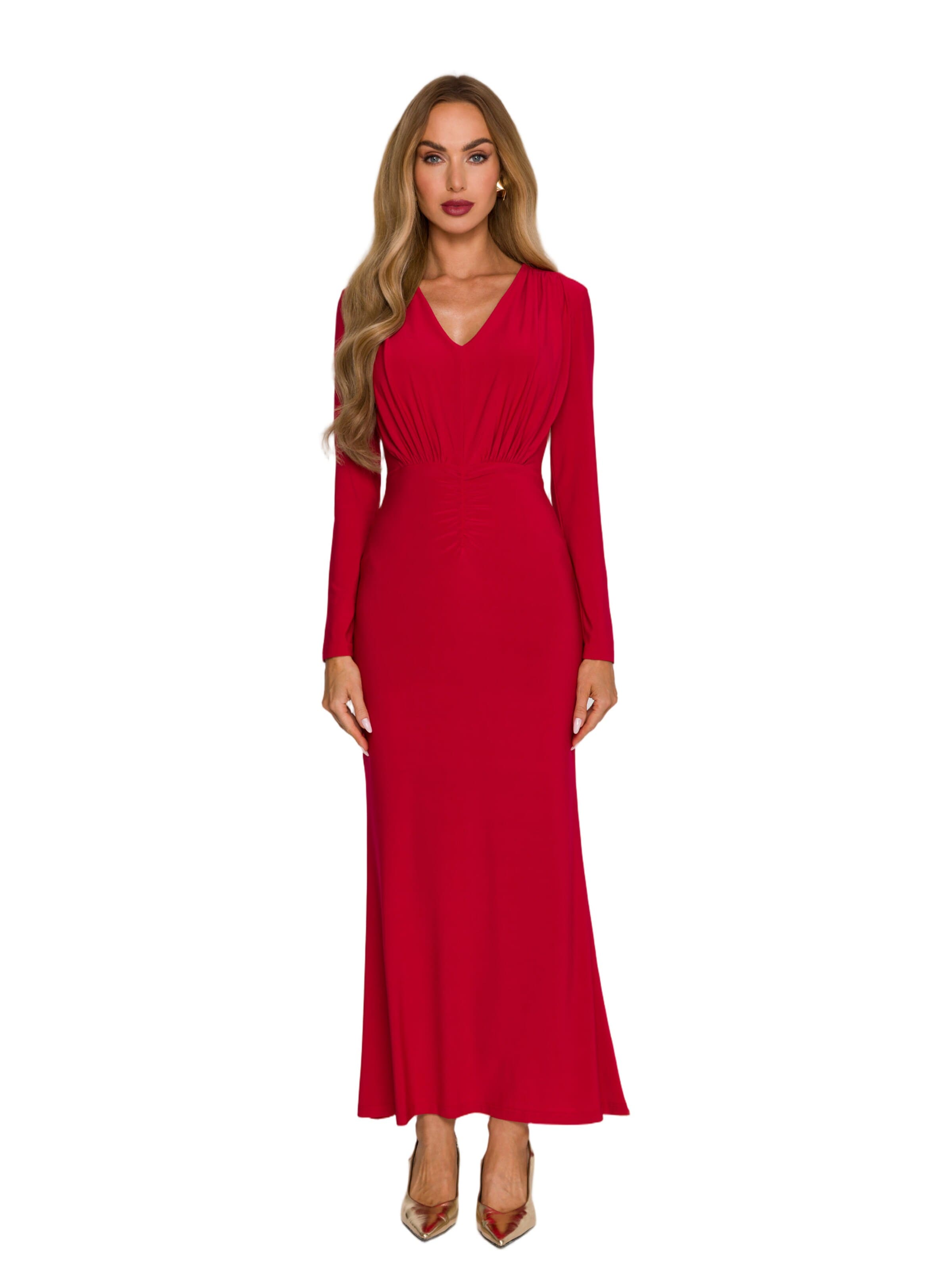 made of emotion Sukienka 'Sukienka maxi z szarfą' w kolorze czerwony