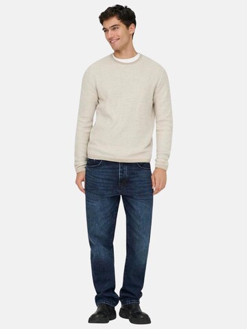 Pull-over 'ONLY & SONS ONSALAM REG 5 STRUC CREW KNIT Maglieria' Only & Sons en blanc
