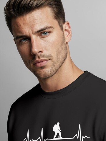Neverless Sweatshirt 'Wanderer Herzschlag' in Black