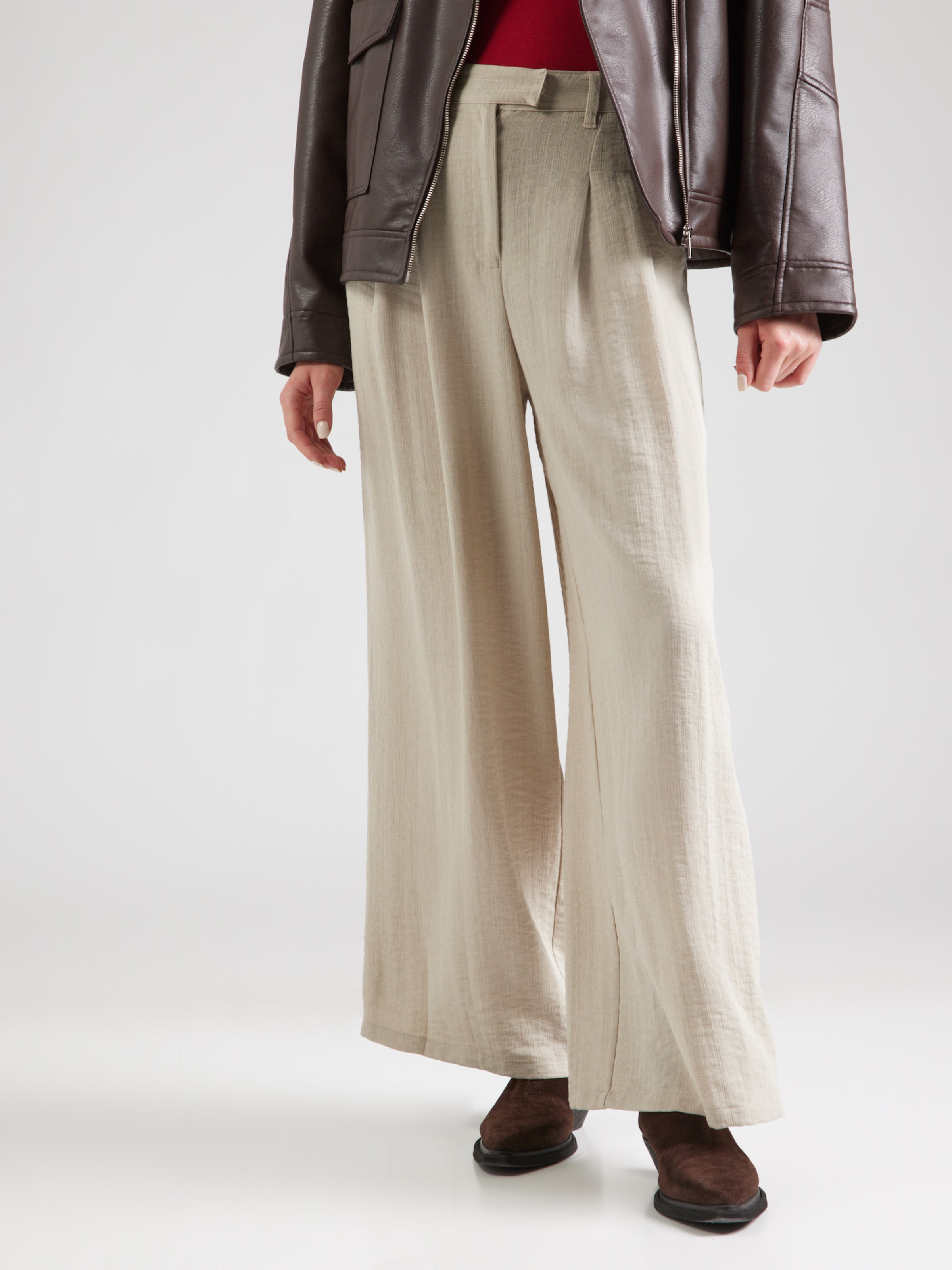 Aware Wide leg Pleat-Front Pants 'AWSiga' in Taupe | ABOUT YOU
